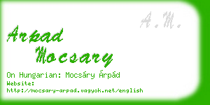 arpad mocsary business card